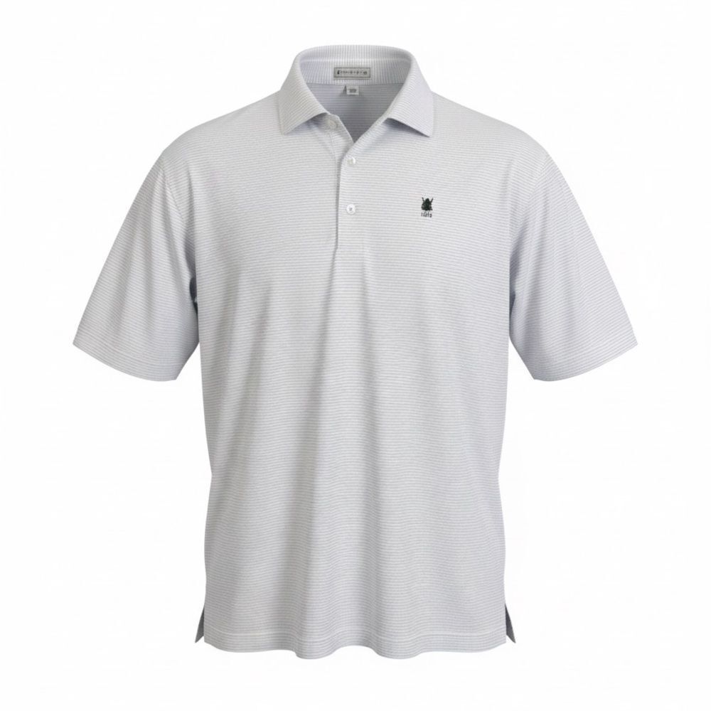 Peter Millar men’s White Polo Shirt with blue stripes size L